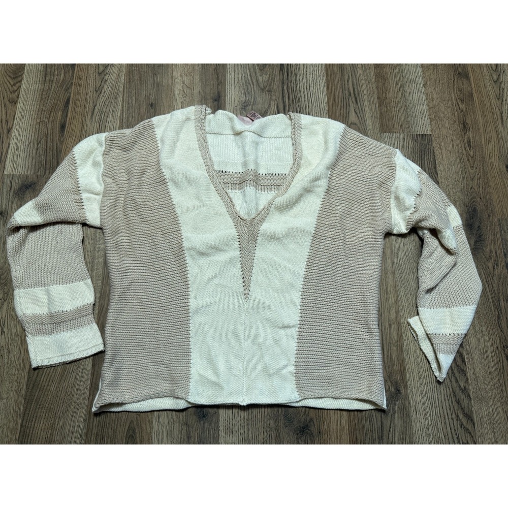 Willow-Root Sweater, Women's Medium, Tan Brown, V-neck, Pullover, Long Sleeve